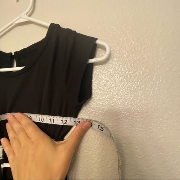 Black pin Striped stretchy Jumpsuit Romper jersey girls 10-12 - Picture 7 of 9